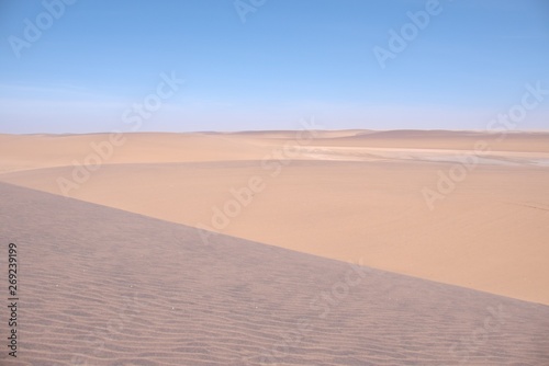 View of Namibe desert with blue sky