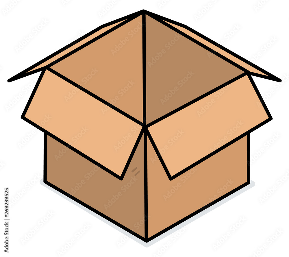 Brown cardboard, opened paper box / vector and illustration, isolated on white background Brown cardboard, opened paper box / vector and illustration, isolated on white background