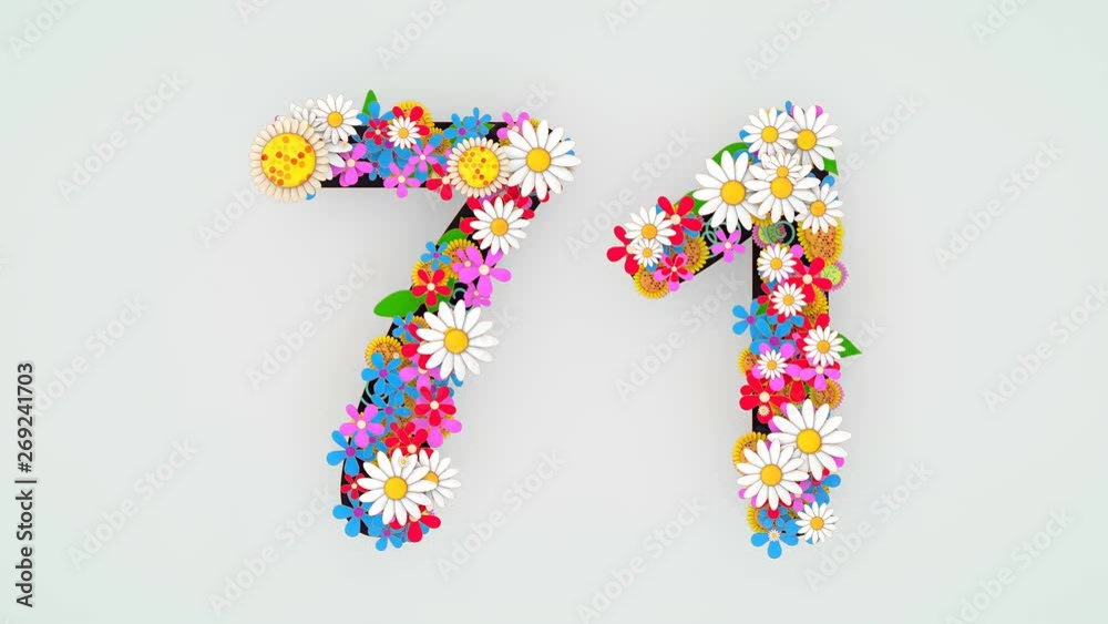 Numerical digit floral animation, 71. Numerical digit floral animation, 71.