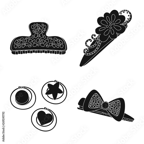 Vector design of hairstyle and female logo. Set of hairstyle and hair stock symbol for web.