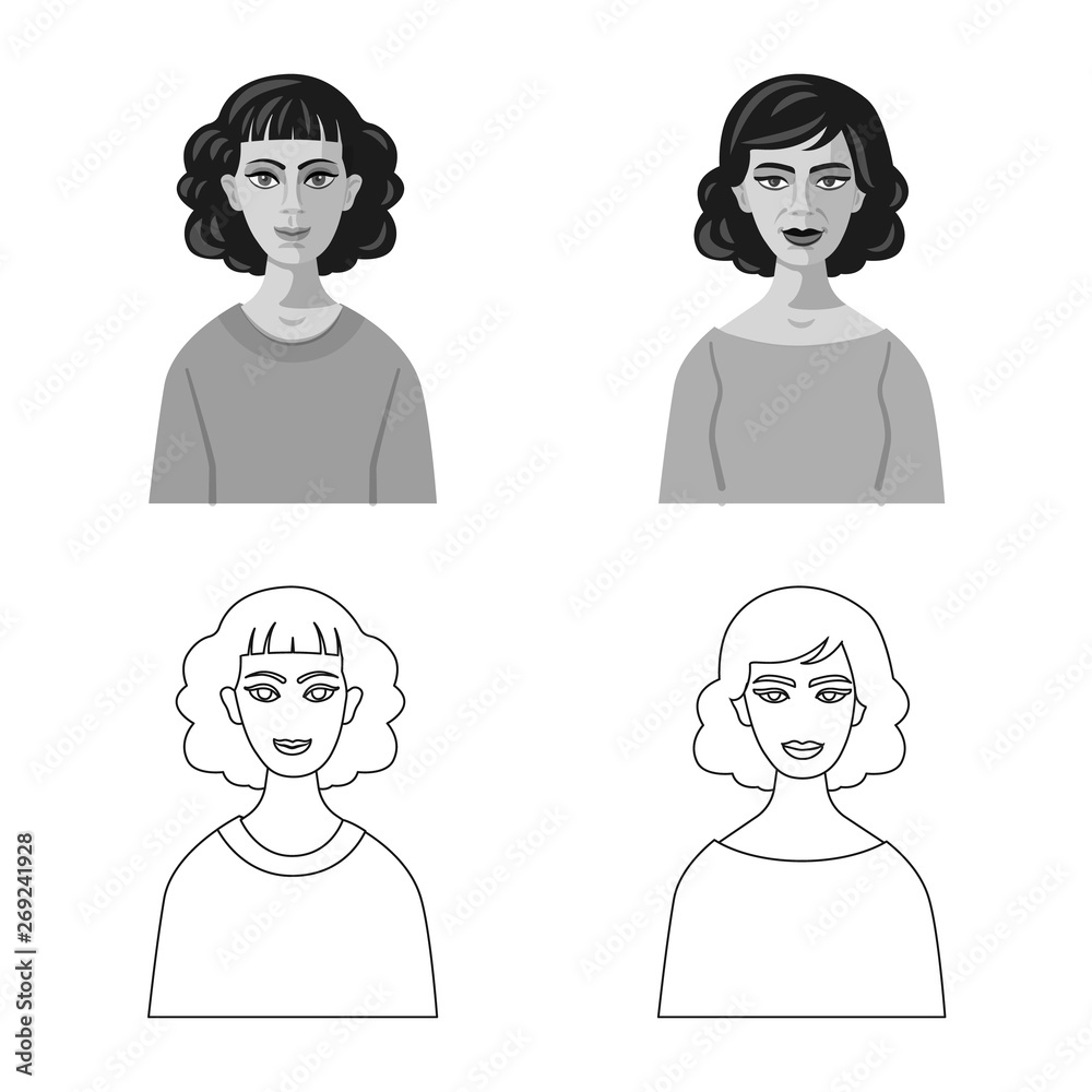 Vector design of hairstyle and profession logo. Collection of hairstyle and character stock vector illustration. Vector design of hairstyle and profession logo. Collection of hairstyle and character stock vector illustration.