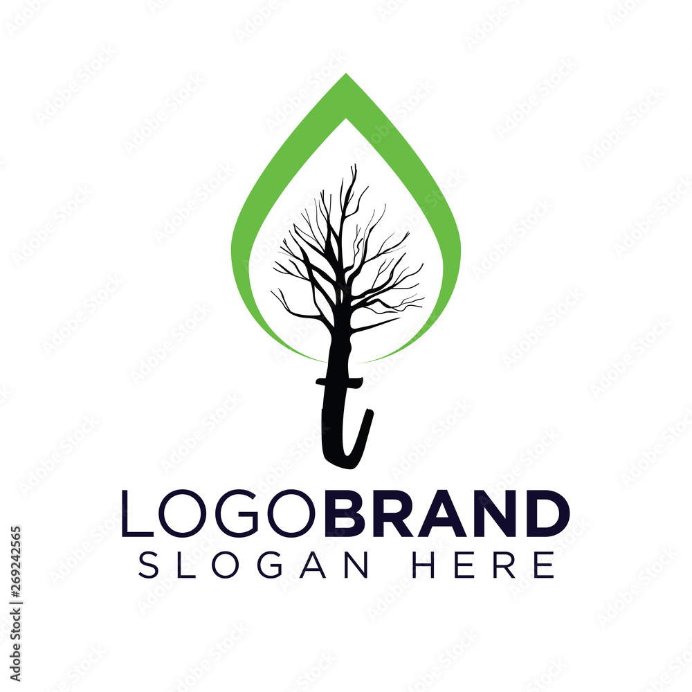 Obraz premium t Letter with tree logo vector