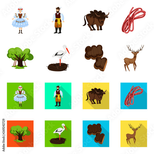 Vector illustration of traditional and tour logo. Collection of traditional and landmarks vector icon for stock.