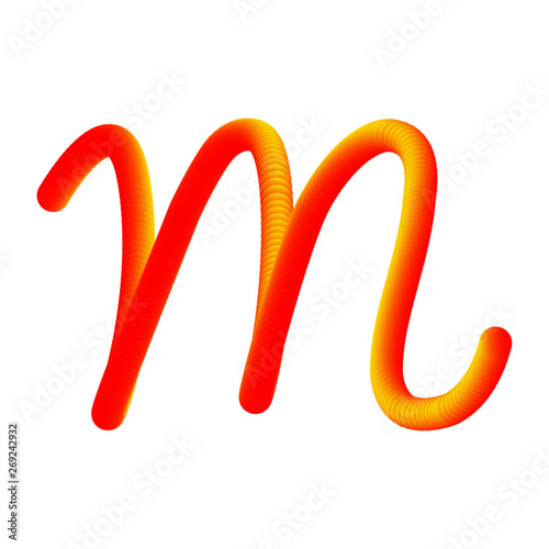 M - Letter - Red Yellow - from hand drawn colorful alphabet