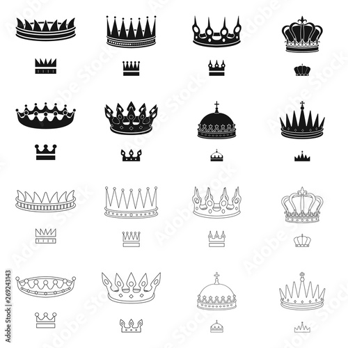 Isolated object of medieval and nobility icon. Collection of medieval and monarchy stock vector illustration.