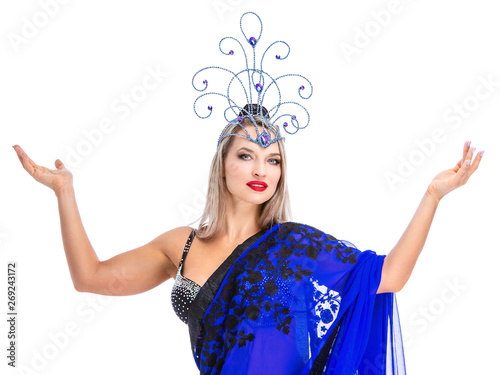 beautiful young dancer wearing oriental costume