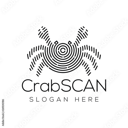 Crab Scan Technology Logo vector Element. Animal Technology Logo Template