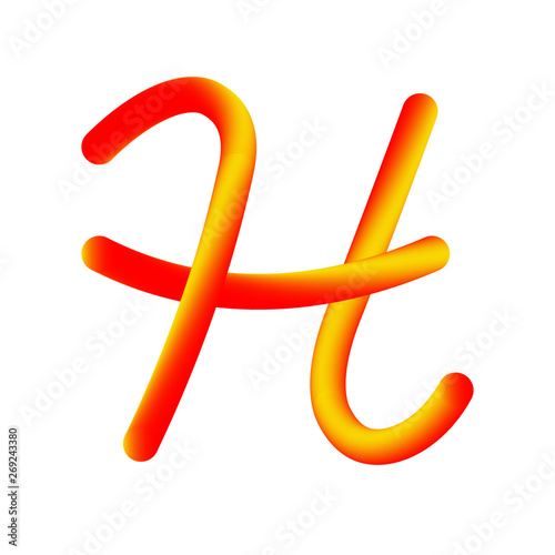 H - Letter - Red Yellow - from hand drawn colorful alphabet