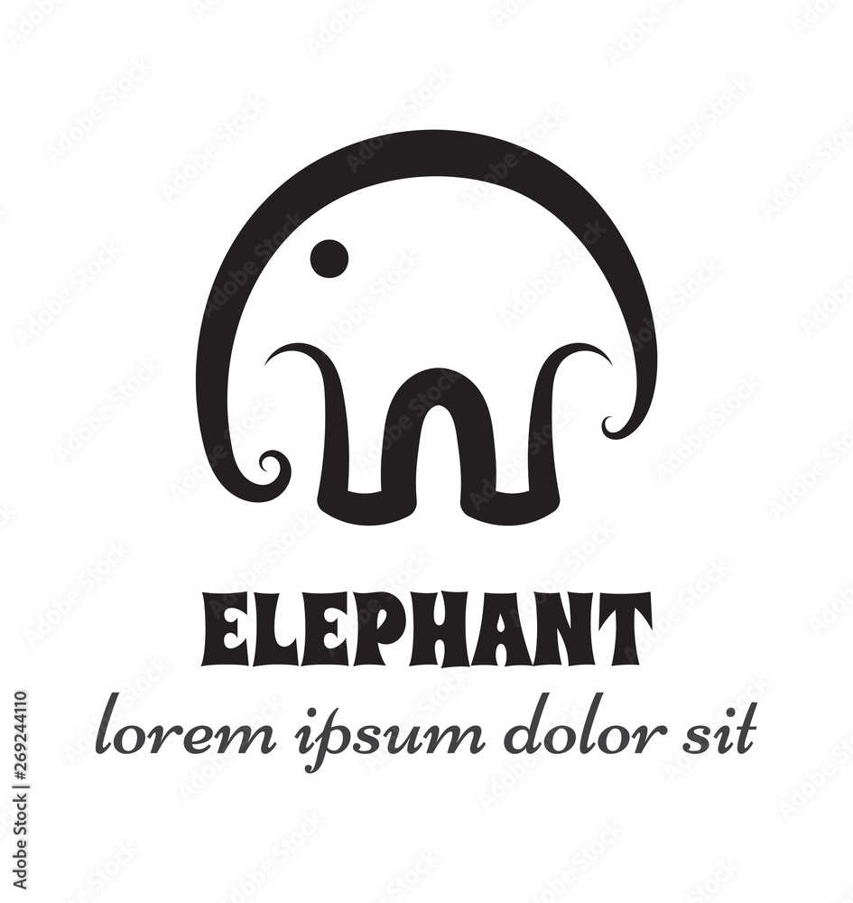 Simple outline elephant sign or emblem.