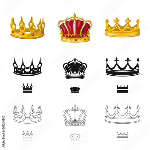 Vector illustration of medieval and nobility symbol. Set of medieval and monarchy stock symbol for web.