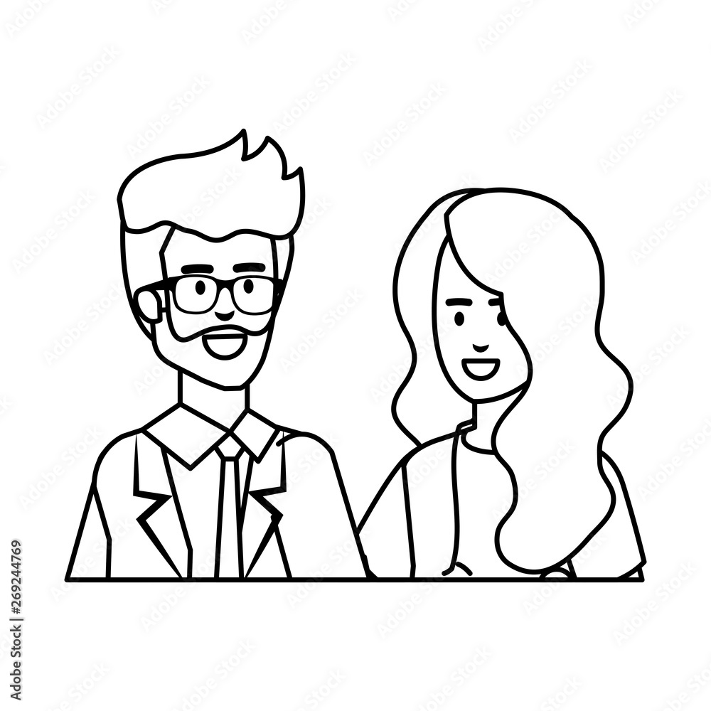 couple of professionals doctors avatars characters couple of professionals doctors avatars characters