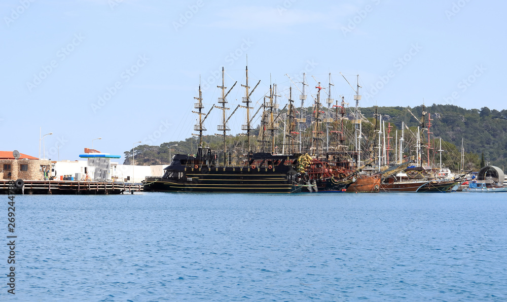 ship on the water at the port