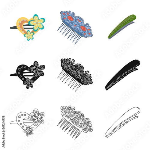 Vector illustration of beauty and fashion sign. Set of beauty and female stock symbol for web.