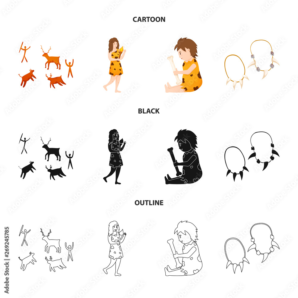 Isolated object of evolution and neolithic logo. Collection of evolution and primeval stock vector illustration.