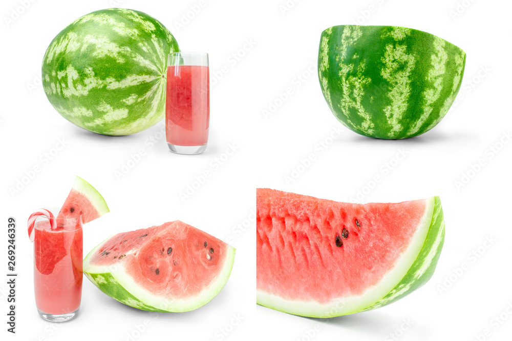 Set of Arbuz isolated on a white background cutout Set of Arbuz isolated on a white background cutout