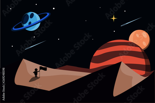 paisaje espacial vector flat