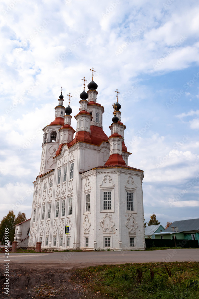 Baroque Church of the Lord's Entrance to Jerusalem at Totma, Vologda region, Russia.