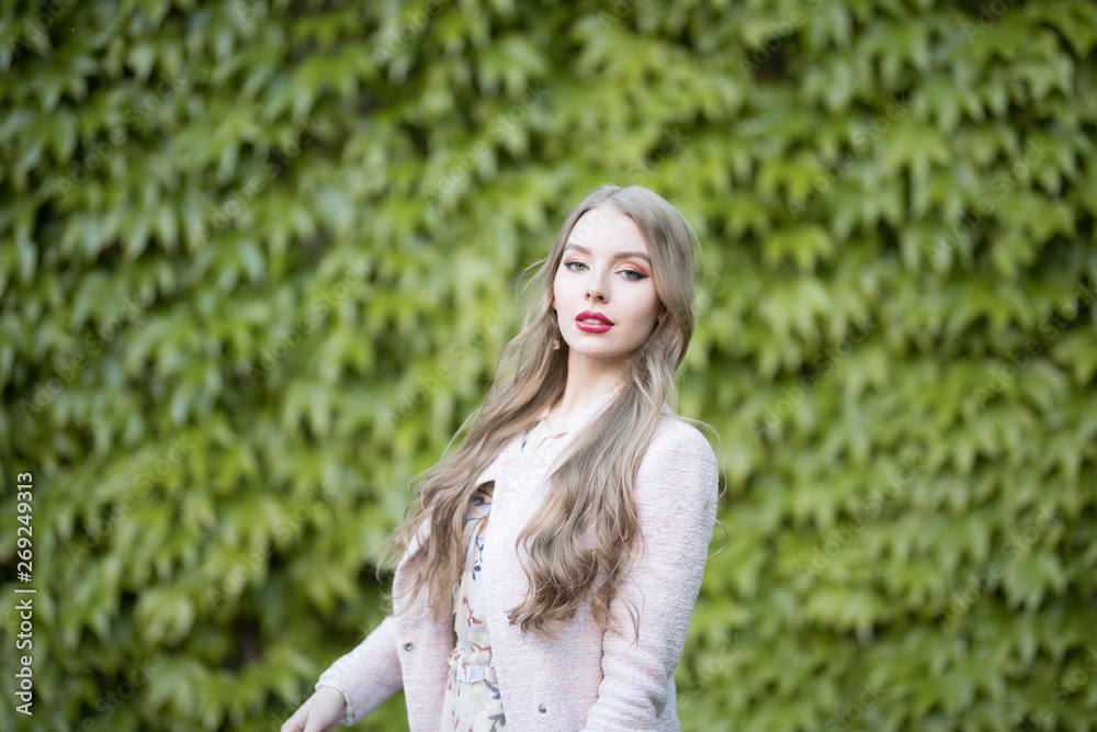 Twin Russian Girl walking in Day on a Luxury Park Twin Russian Girl walking in Day on a Luxury Park