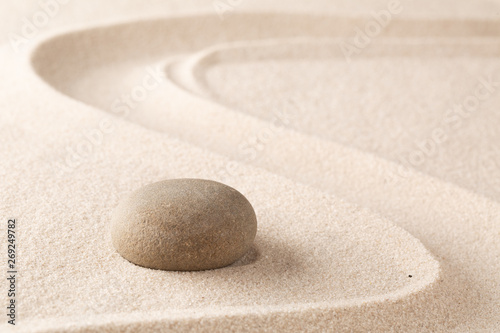 harmony purity and spirituality background, zen meditation stone and sand garden