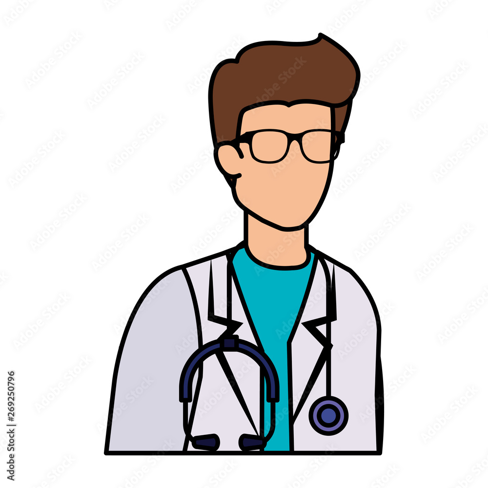 professional doctor with stethoscope character
