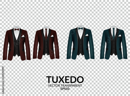 Tuxedo and bow. Stylish suit. Eps10 vector illustration. Isolated on transparent background