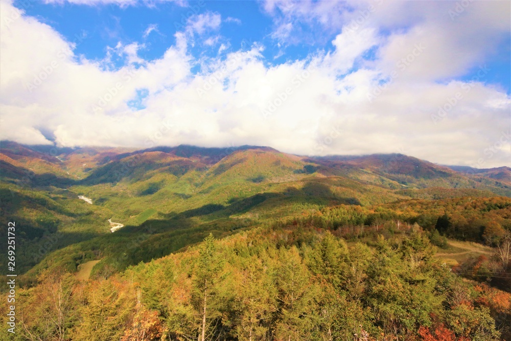 白馬の紅葉と山脈 白馬の紅葉と山脈