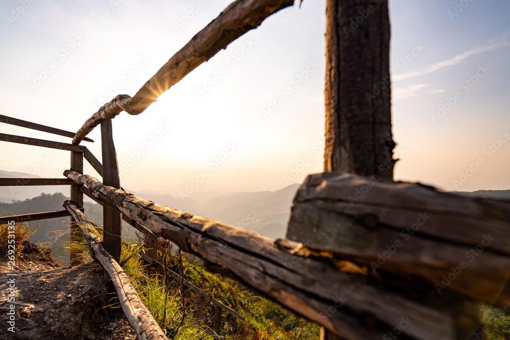 sunset on top of the mountain in chiangrai, Phuchidao