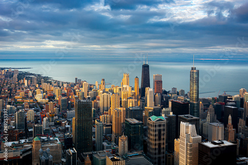 Panoramic view of Chicago during a sunset