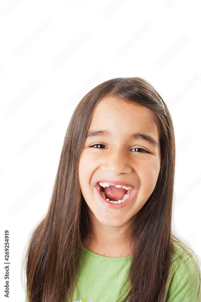 Girl laughing out loud. Isolated on white background Girl laughing out loud. Isolated on white background