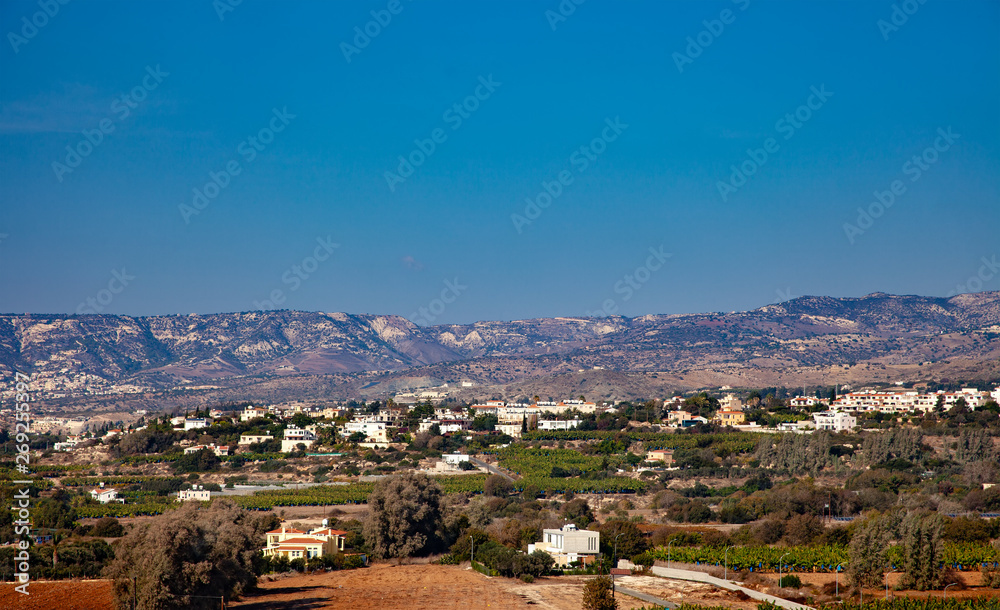 Typically modern landscape of village in Paphos region, Cyprus