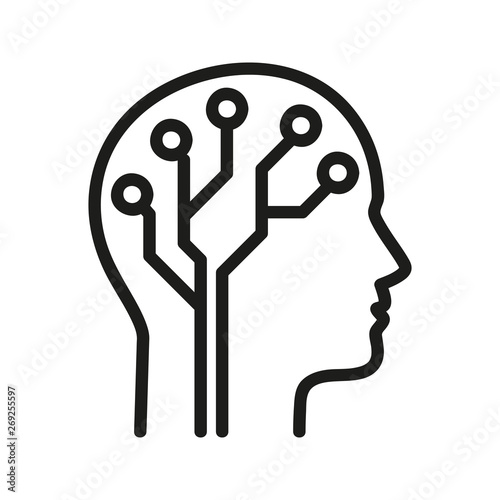 Ludzki mózg sztuczna inteligencja. Logo wektor