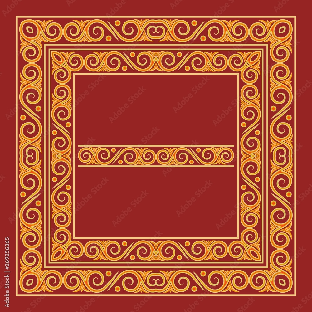 Frames in antique Byzantine style. Artistic decorative design element.  Golden ornament on a red background Stock Vector | Adobe Stock