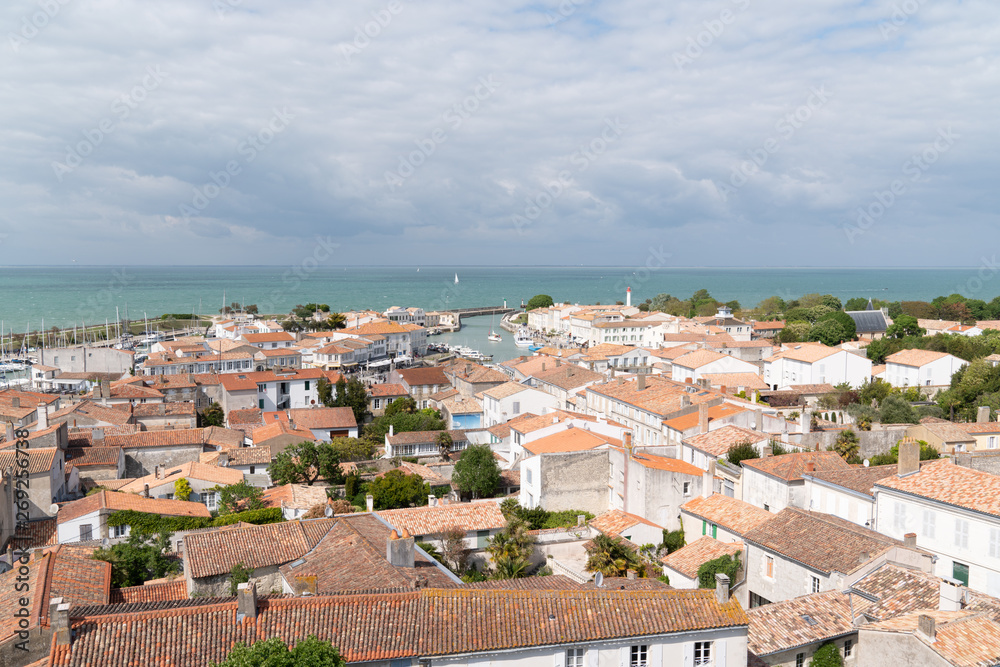Panoramic view of Saint-Martin-de-Re from the church in Re Island France