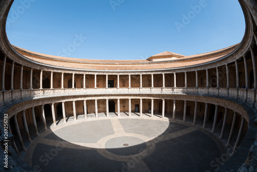 Palace of Kind Charles V, a Renaissance castle located in the Alhambra of Granada, Andalusia, Spain.