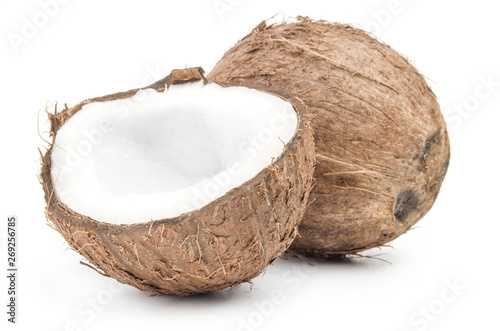 Coconut on a white background