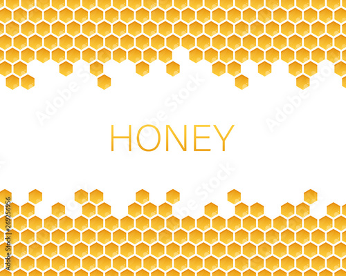 Honeycomb monochrome honey pattern. Vector stock illustration.