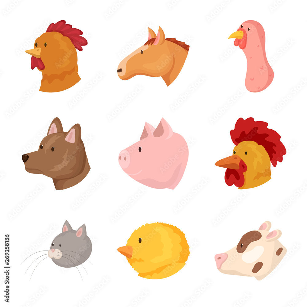 Isolated object of farm and head icon. Set of farm and homemade vector icon for stock.