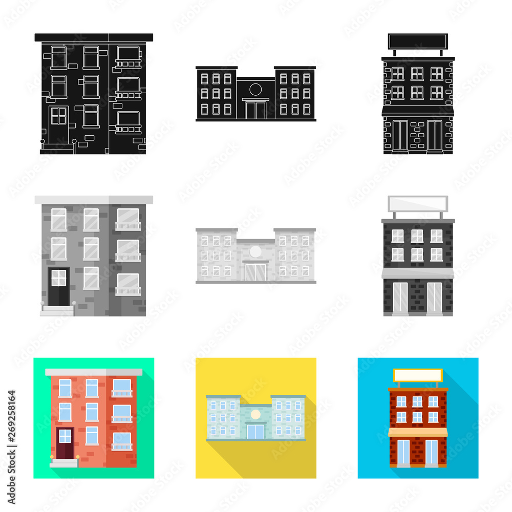Vector illustration of municipal and center sign. Collection of municipal and estate   stock vector illustration.