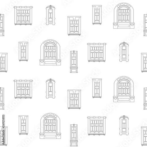 Vintage seamless pattern with different windows. Vector Illustration.