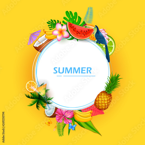 illustration of Summer Time Exotic Tropical poster design