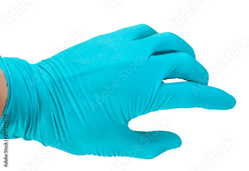 Doctor hand medical gloves on white background