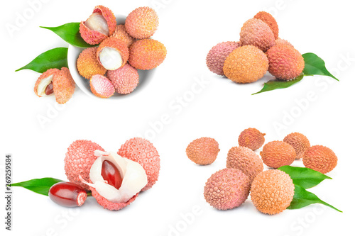 Set of lichi isolated on a white background cutout photo