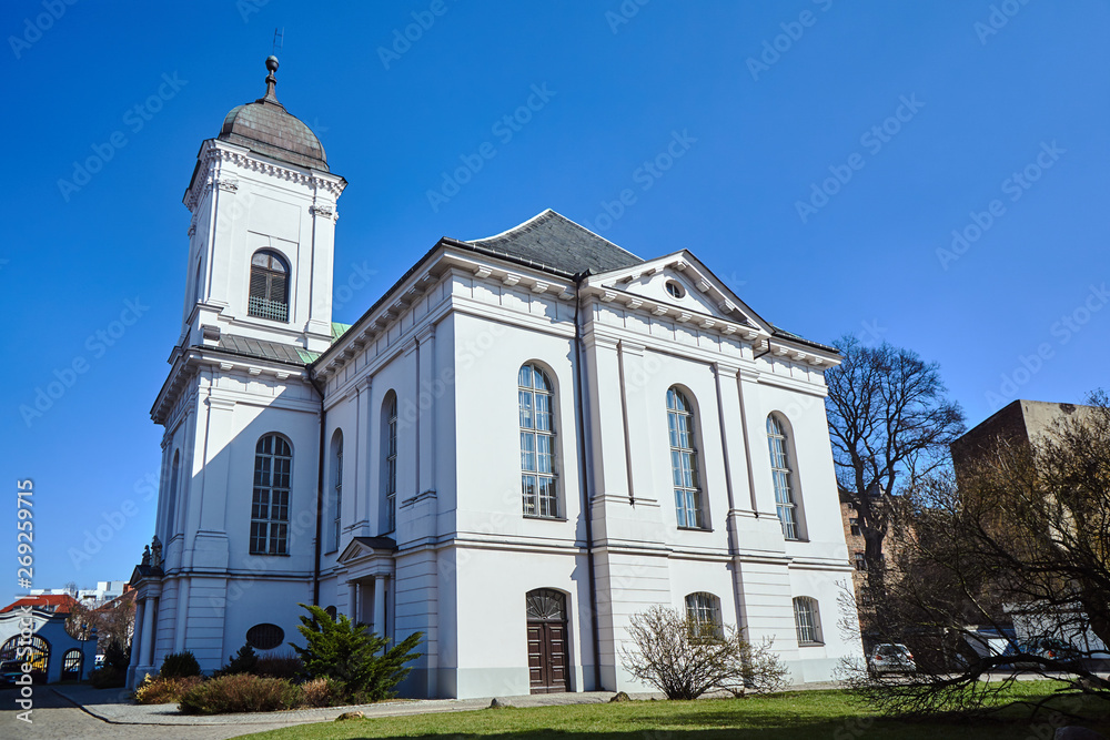 A historic, former Evangelical church, now a Roman Catholic in Poznan.
