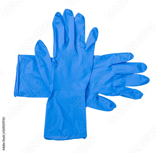 Doctor hand medical gloves on white background