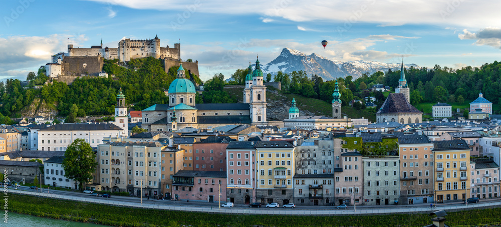 Hot Air Balloons over Salzburg Town, Austria