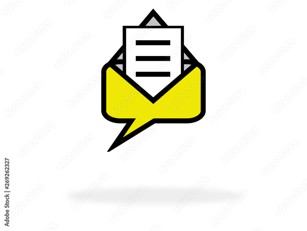 Briefumschlag als Sprechblase als Symbol für Newsletter Kontakt Briefumschlag als Sprechblase als Symbol für Newsletter Kontakt