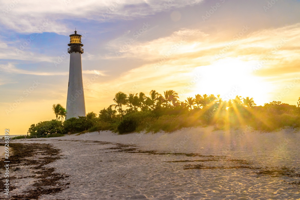 Cape Florida Lighthouse and Lantern in Bill Baggs State Park in ,Florida
