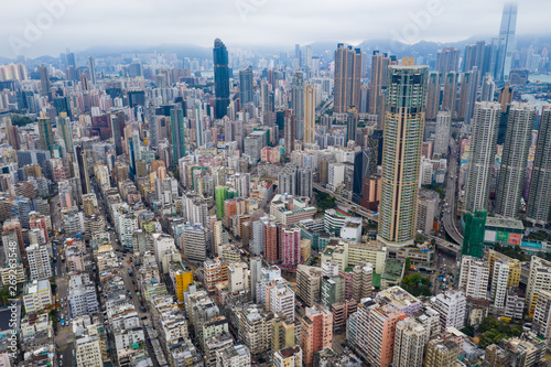 Hong Kong downtown city from top