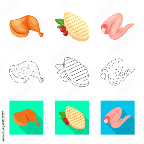 Vector design of product and poultry icon. Collection of product and agriculture vector icon for stock.