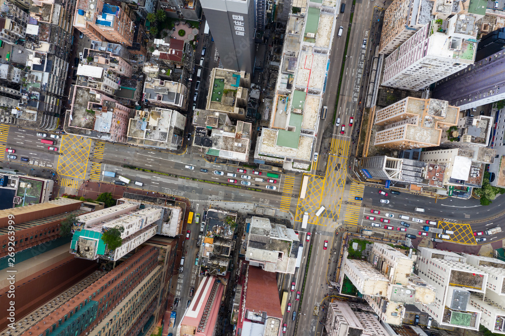 Top view of Hong Kong city